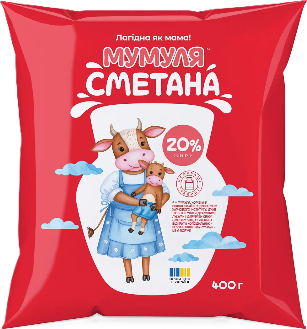 Сметана 20 % жиру ТМ «МУМУЛЯ» 400 g (г)